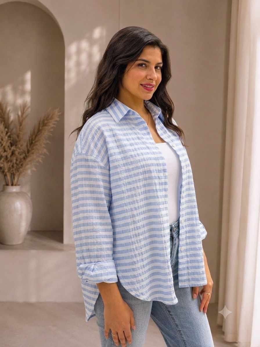 plaid shirt, crinkle fabric صورة 3