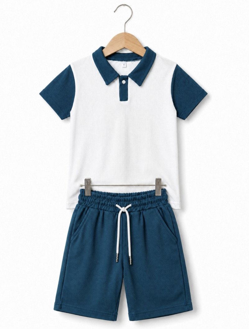 Boys' Waffle Knit Polo Set صورة 2