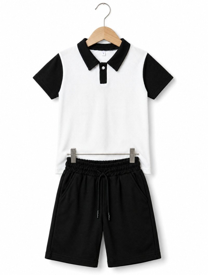 Boys' Waffle Knit Polo Set صورة 3
