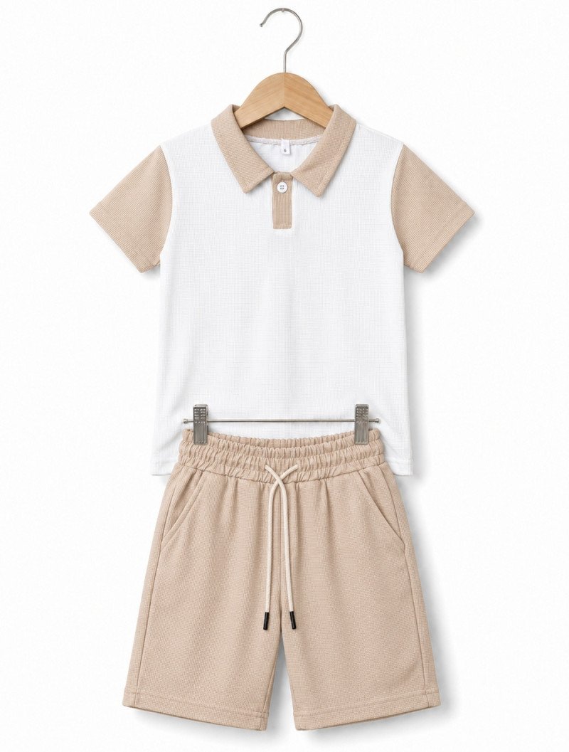 Boys' Waffle Knit Polo Set صورة 4
